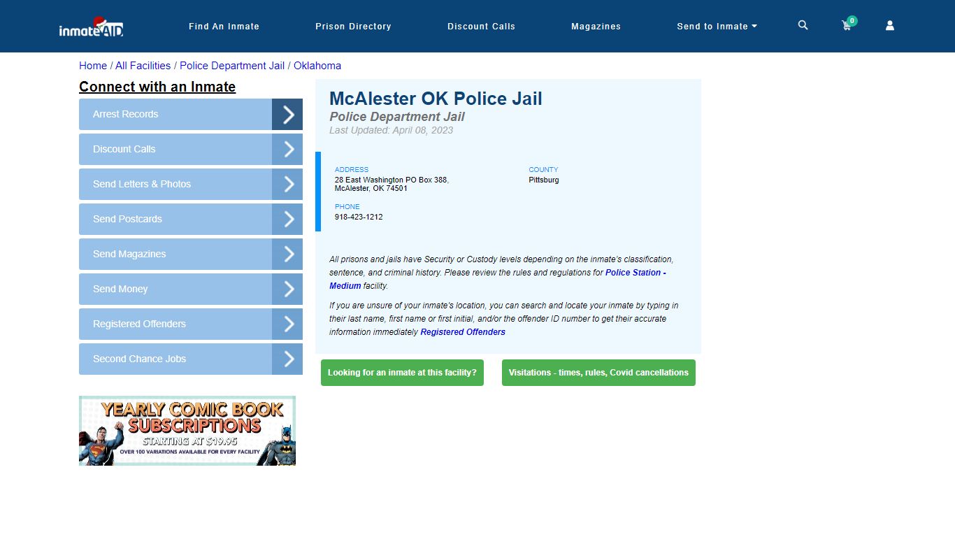 McAlester OK Police Jail & Inmate Search - McAlester, OK
