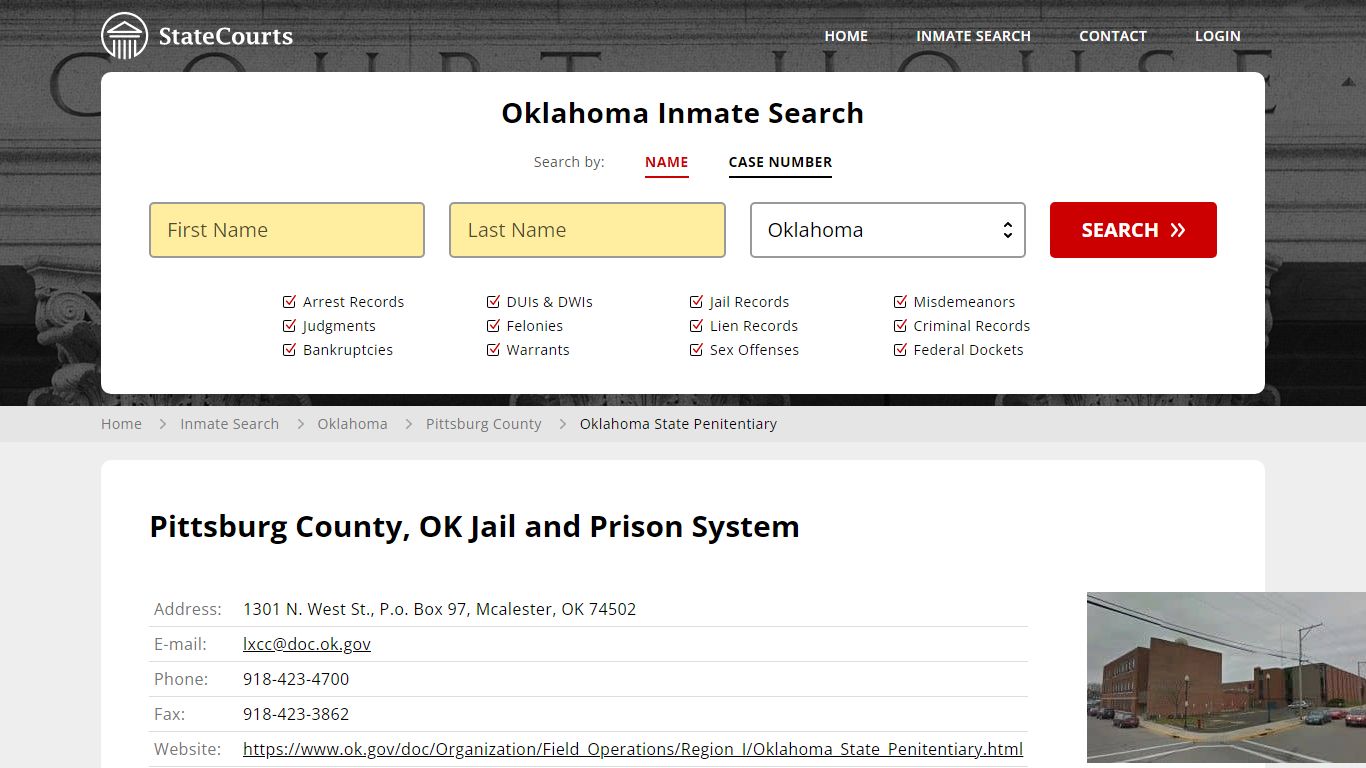 Pittsburg County, OK Jail and Prison System - State Courts