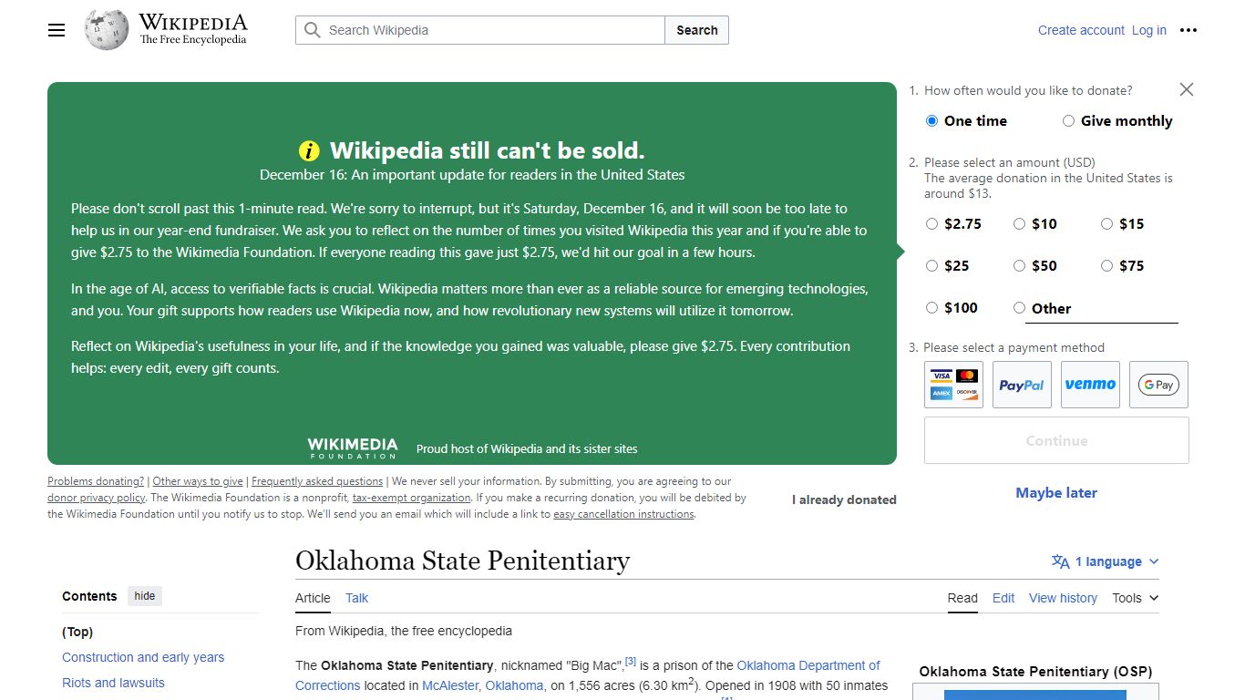 Oklahoma State Penitentiary - Wikipedia
